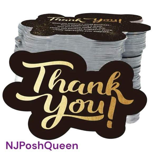 Other - 50 Thank You Die Cut Insert Cards Black & Gold